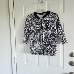 Black & White Geometric Zip Hoodie